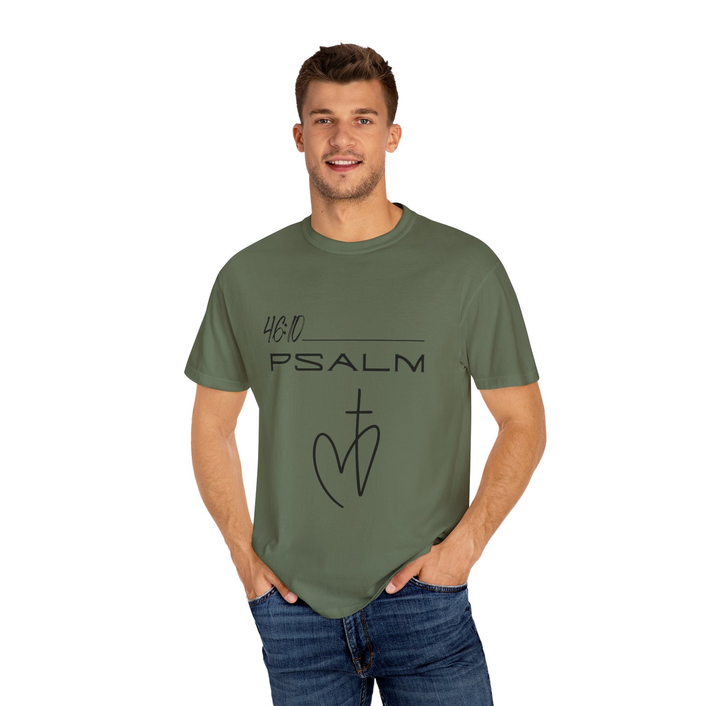 Psalm 46:10 w/ Full Scripture on Back Unisex Garment-Dyed T-shirt