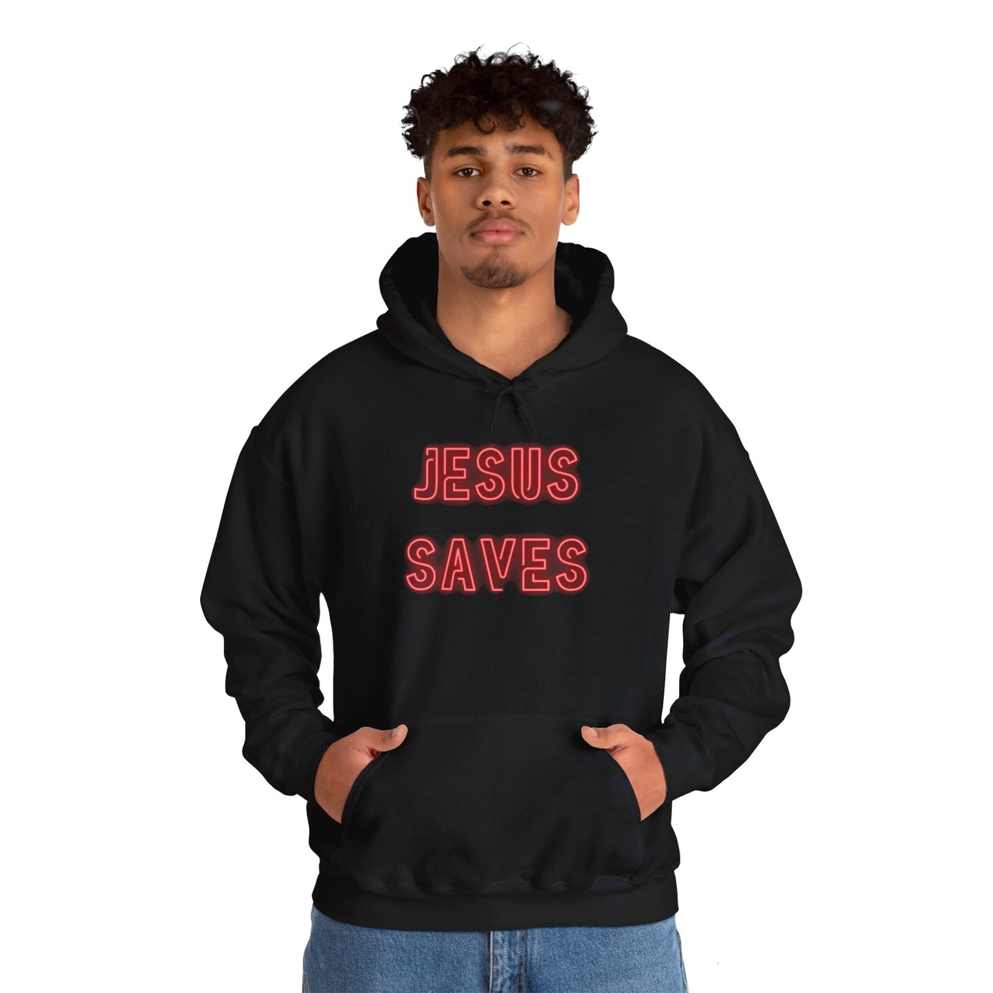 Jesus Saves Neon Signage Unisex Heavy Blend™ Hooded Sweatshirt