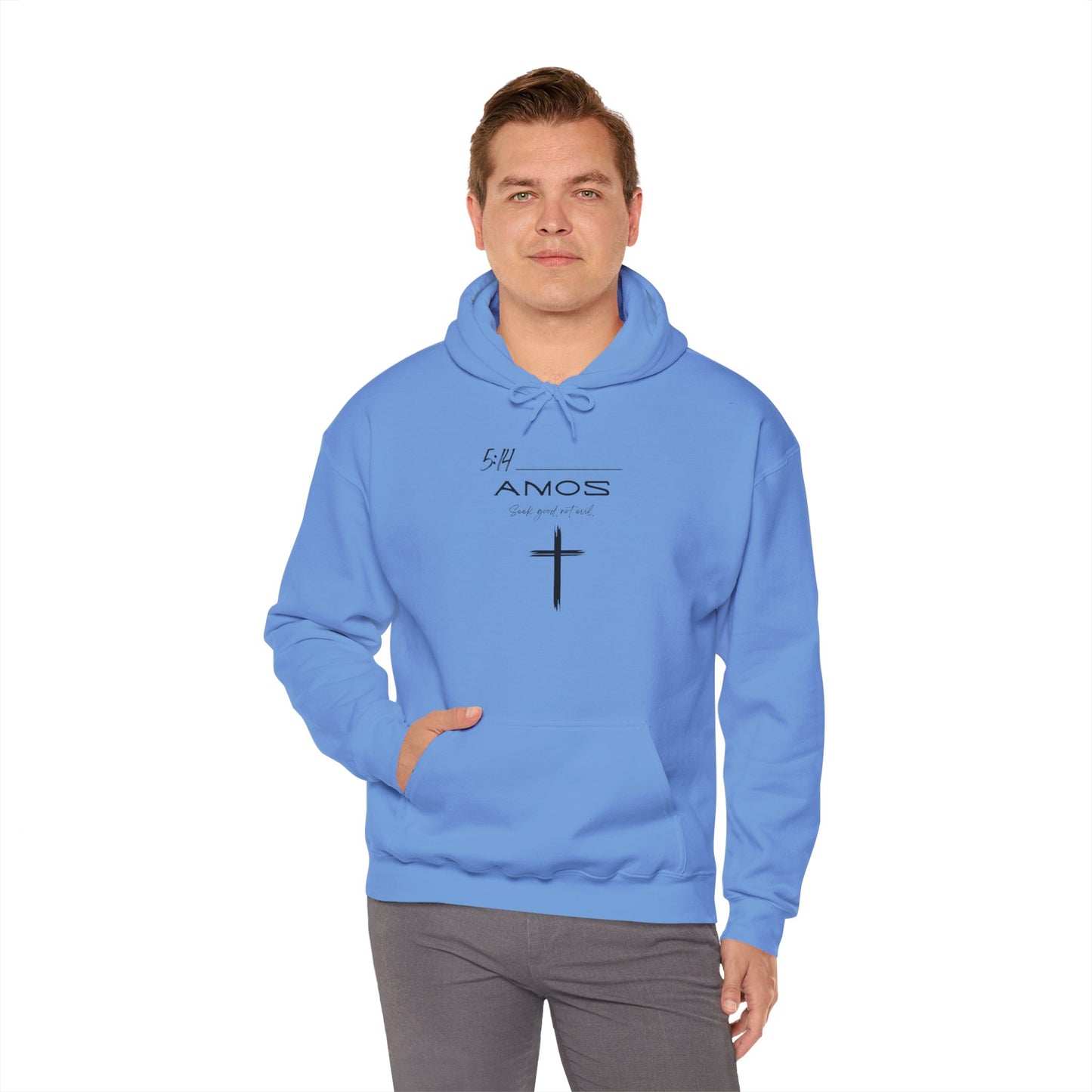 Amos 5:14 w/ Full Scripture on Back Unisex Heavy Blend™ Hooded Sweatshirt