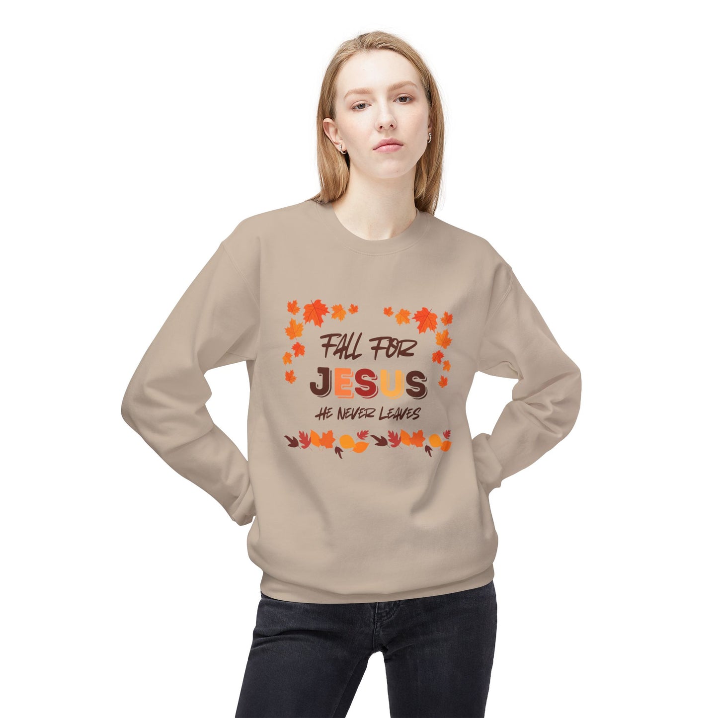 Fall For Jesus Harvest Unisex Midweight Softstyle Fleece Crewneck Sweatshirt