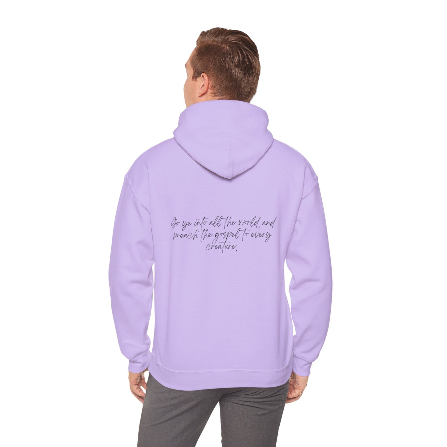 Mark 16:15 w/ Full Scripture On Back Unisex Heavy Blend™ Hooded Sweatshirt