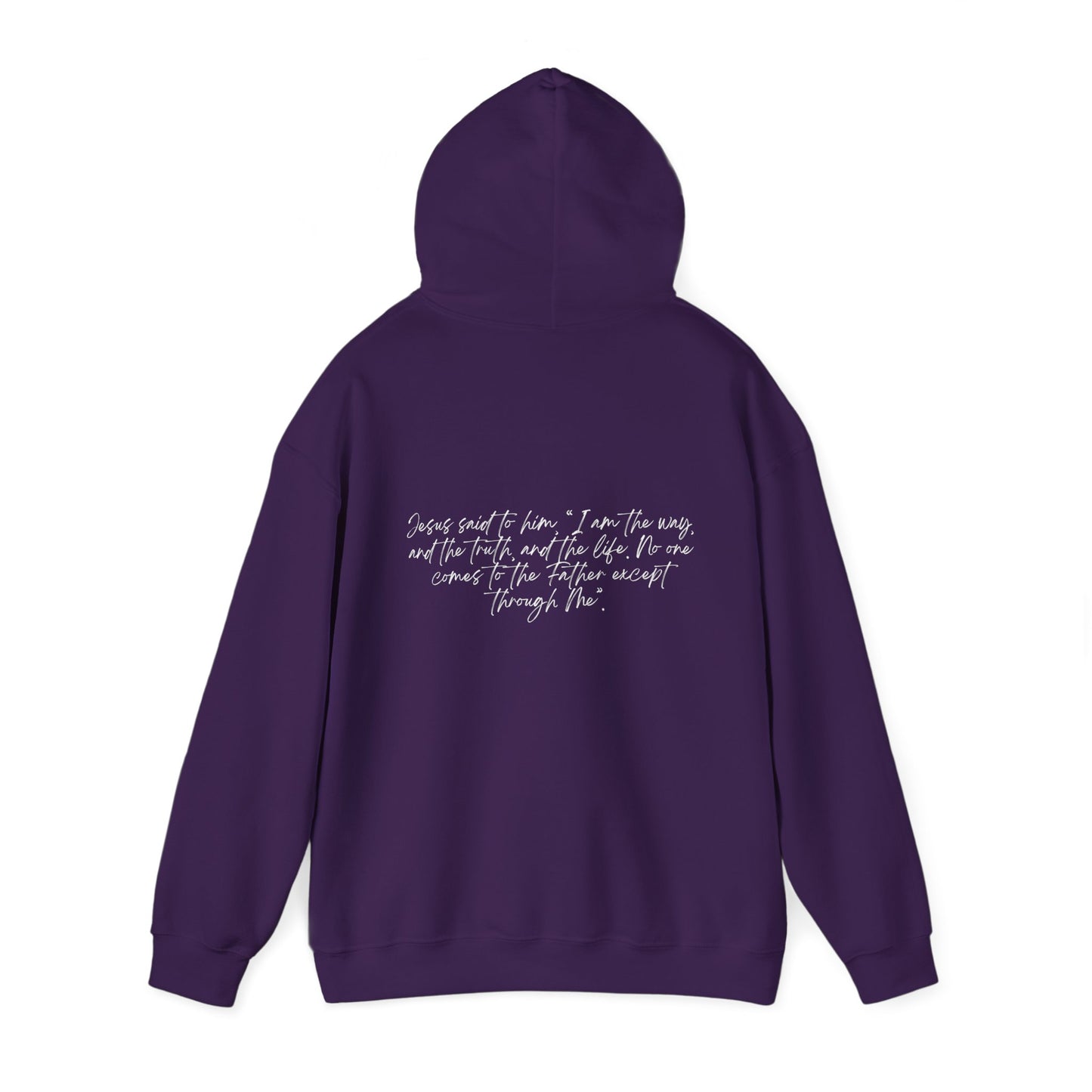 John 14:6 w/ Full Scripture On Back Unisex Heavy Blend™ Hooded Sweatshirt