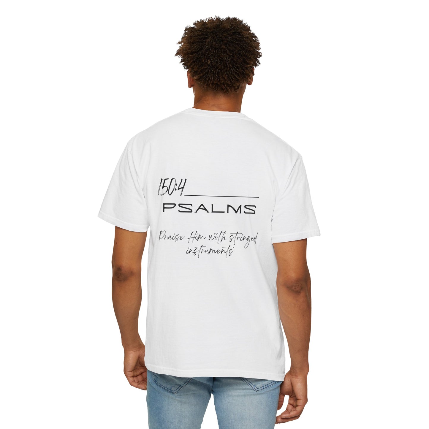 In Jesus Name I Play w/ Psalm 150:4 on Back Unisex Garment-Dyed T-shirt