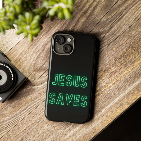 Jesus Saves Neon Signage Green Tough Cases