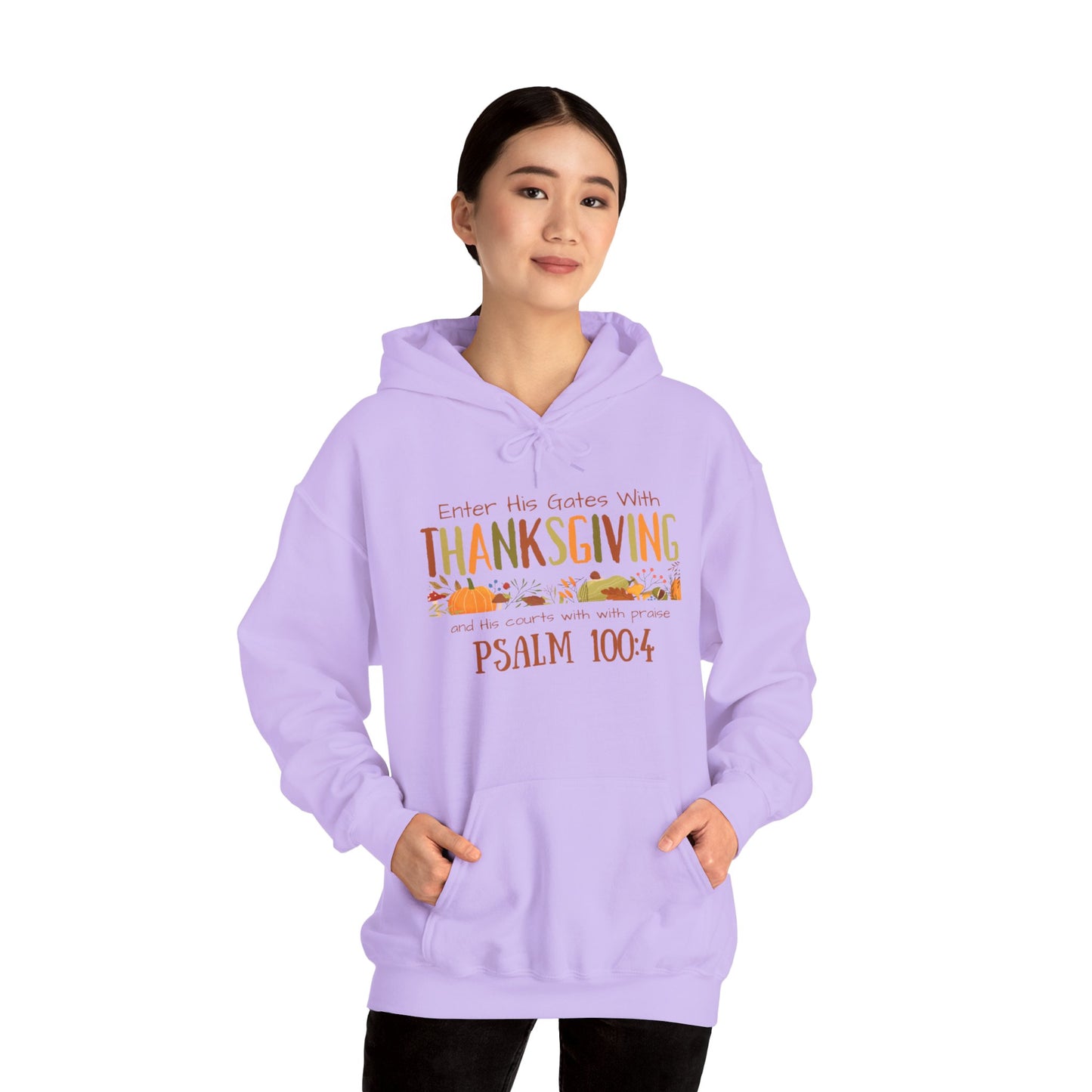 Thanksgiving Psalm 100:4 Unisex Heavy Blend™ Hooded Sweatshirt