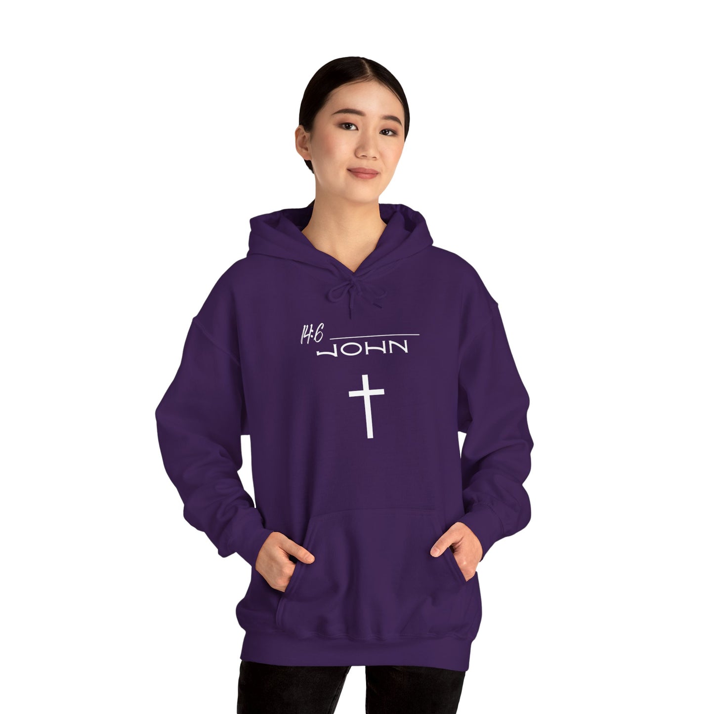 John 14:6 w/ Full Scripture On Back Unisex Heavy Blend™ Hooded Sweatshirt