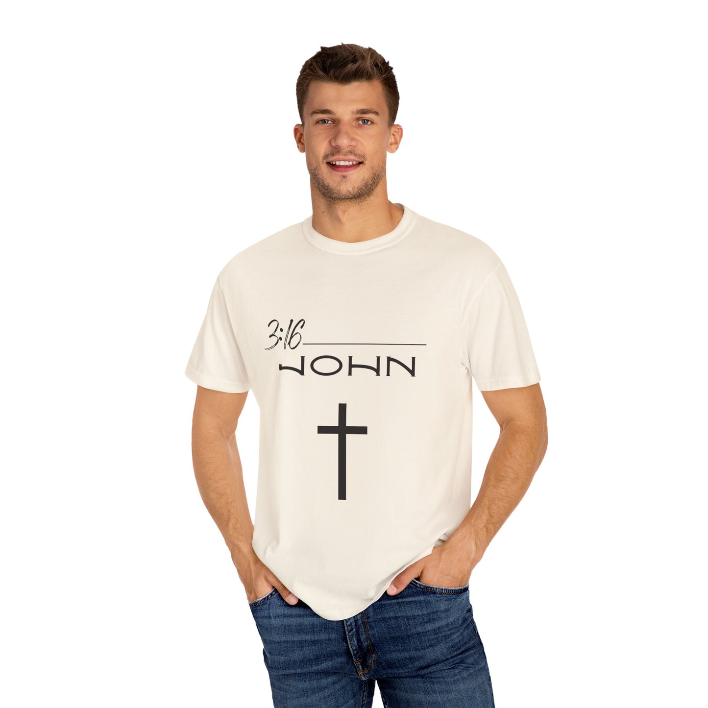 John 3:16 w/ Full Scripture on Back Unisex Garment-Dyed T-shirt