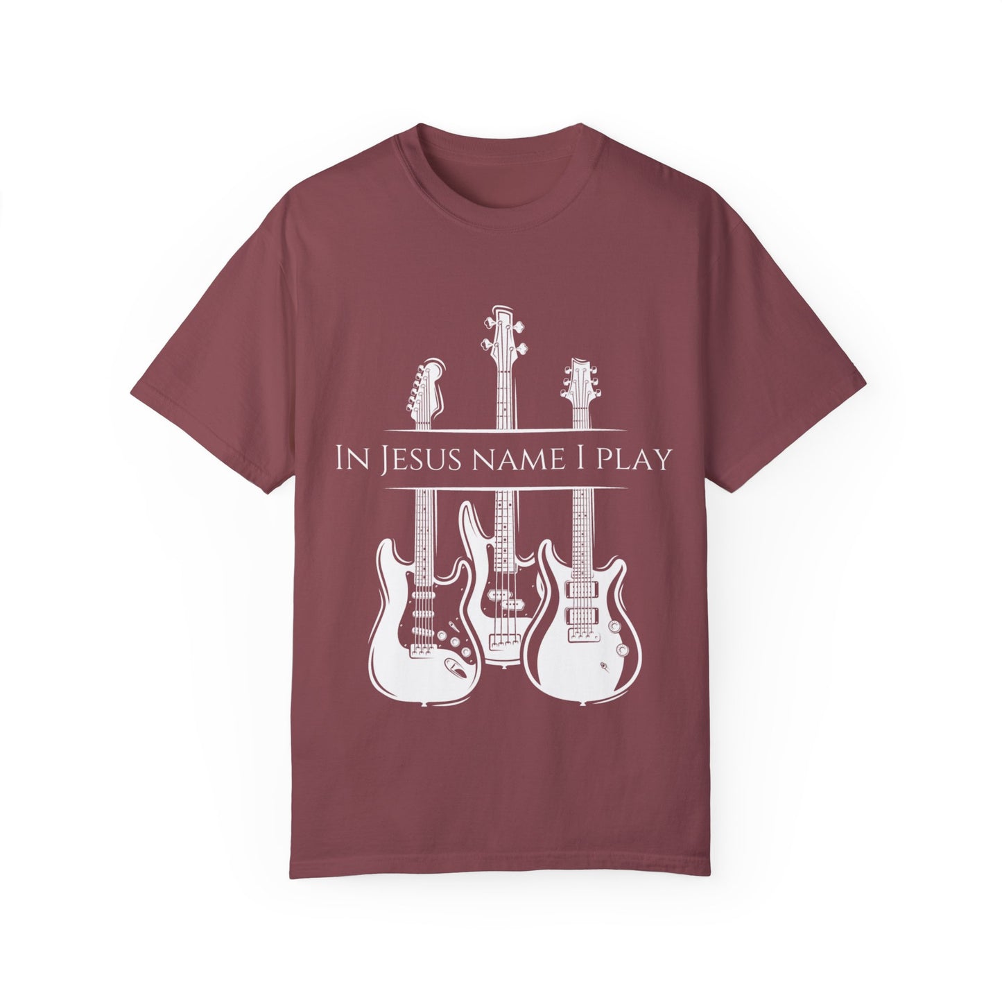 In Jesus Name I Play w/ Psalms 150:4 on Back Unisex Garment-Dyed T-shirt