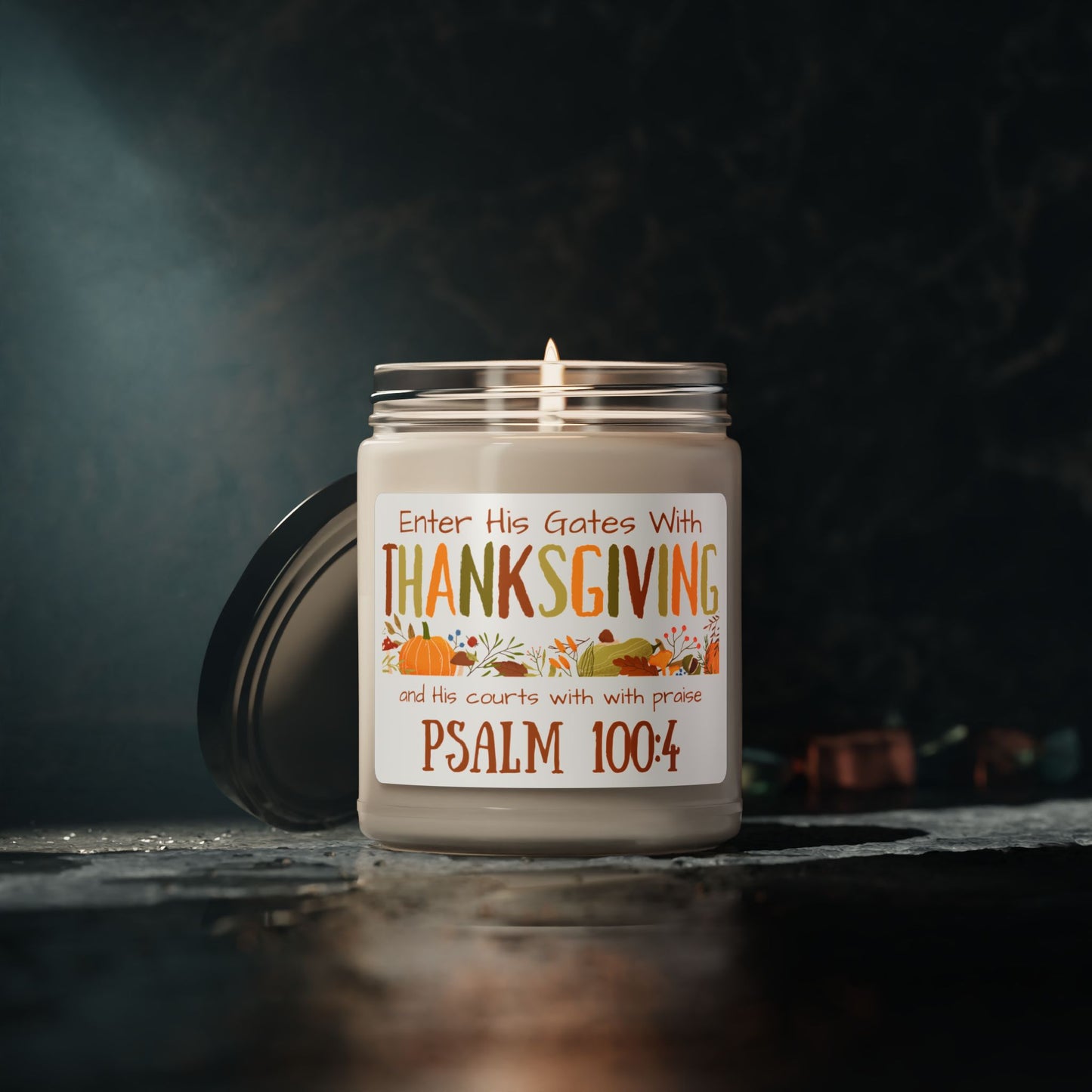 Thanksgiving Psalm 100:4 Scented Soy Candle, 9oz