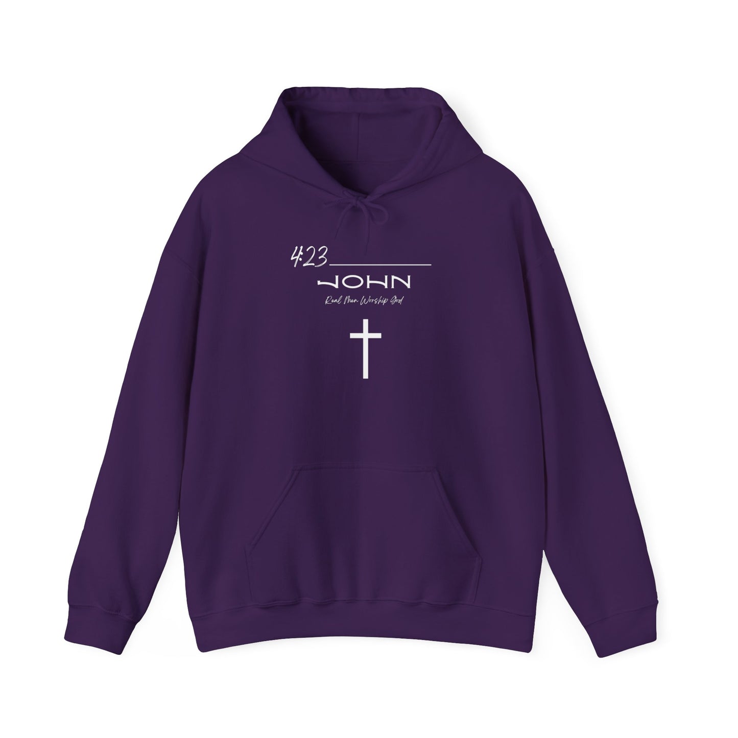 John 4:23 Real Men Worship God Front and Back Unisex Heavy Blend™ Hooded Sweatshirt