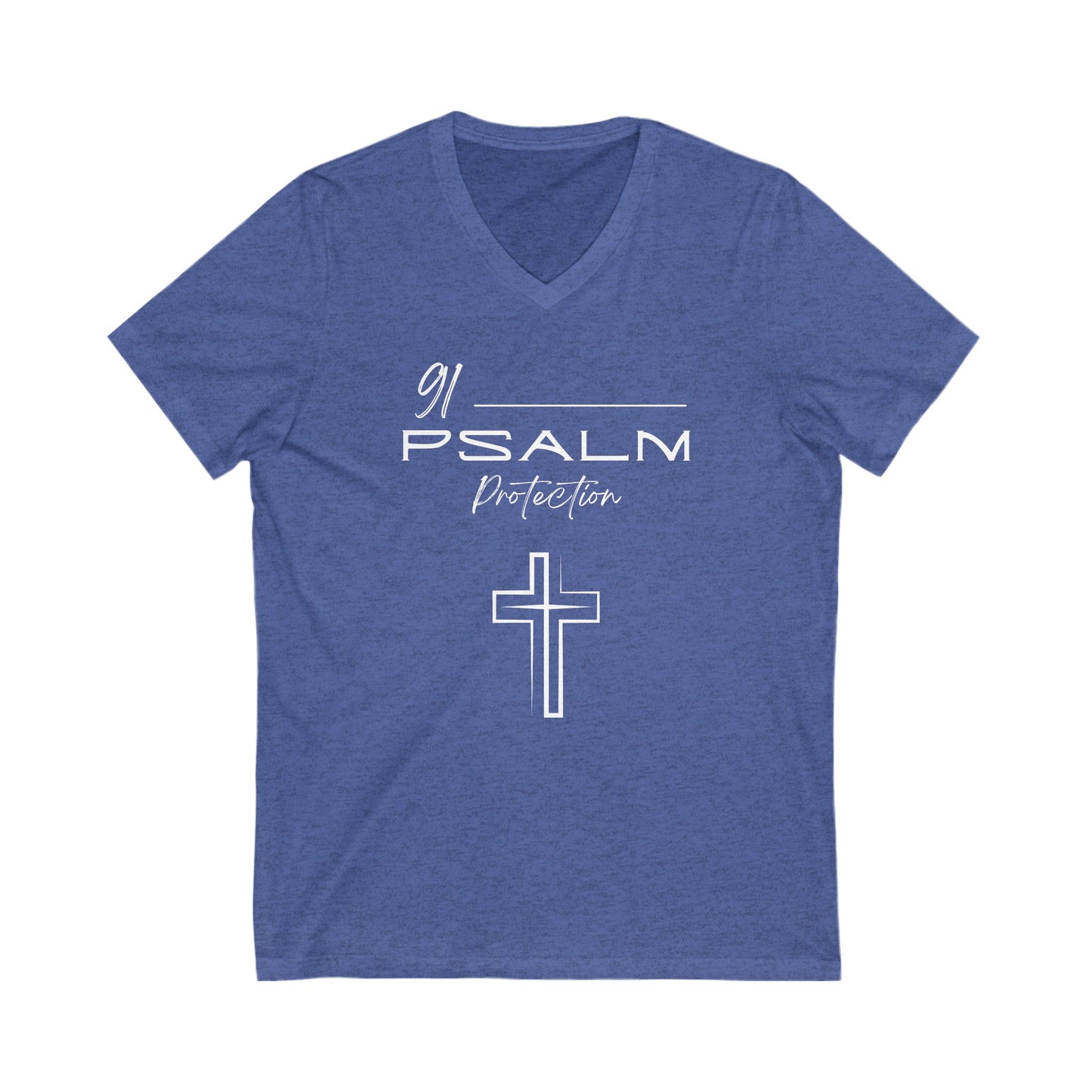 Psalm 91 Protection Unisex Jersey Short Sleeve V-Neck Tee