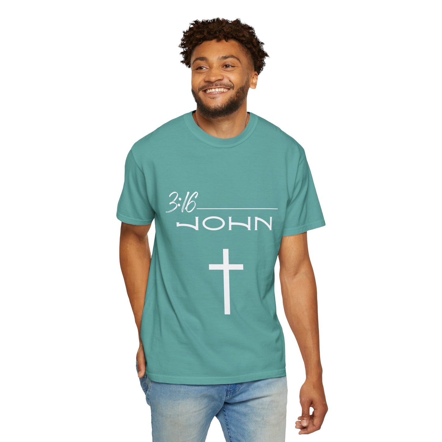 John 3:16 w/ Full Scripture on Back Unisex Garment-Dyed T-shirt