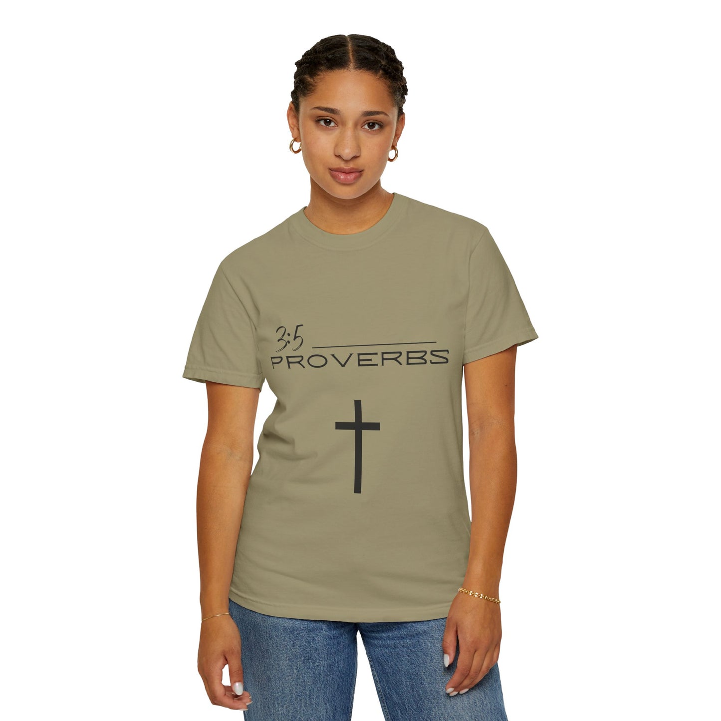 Proverbs 3:5 w/ Full Scripture on Back Unisex Garment-Dyed T-shirt