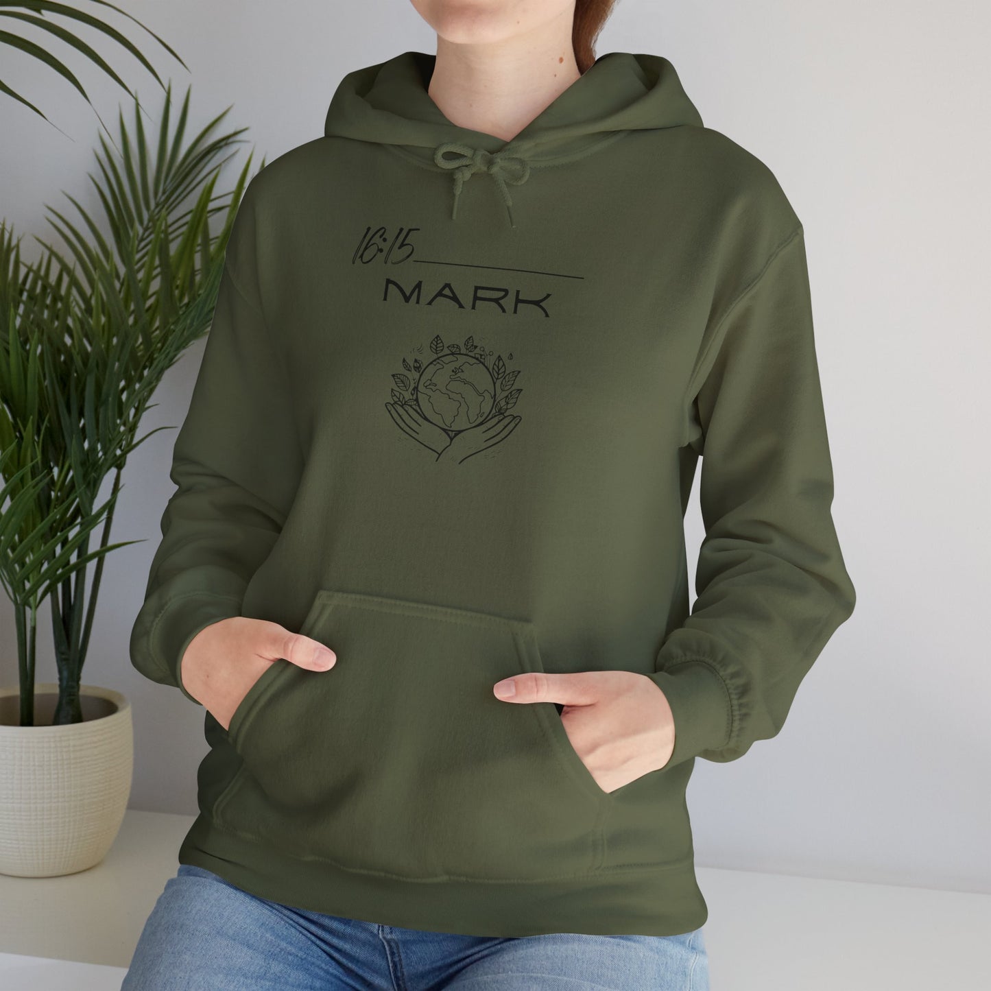 Mark 16:15 w/ Full Scripture On Back Unisex Heavy Blend™ Hooded Sweatshirt