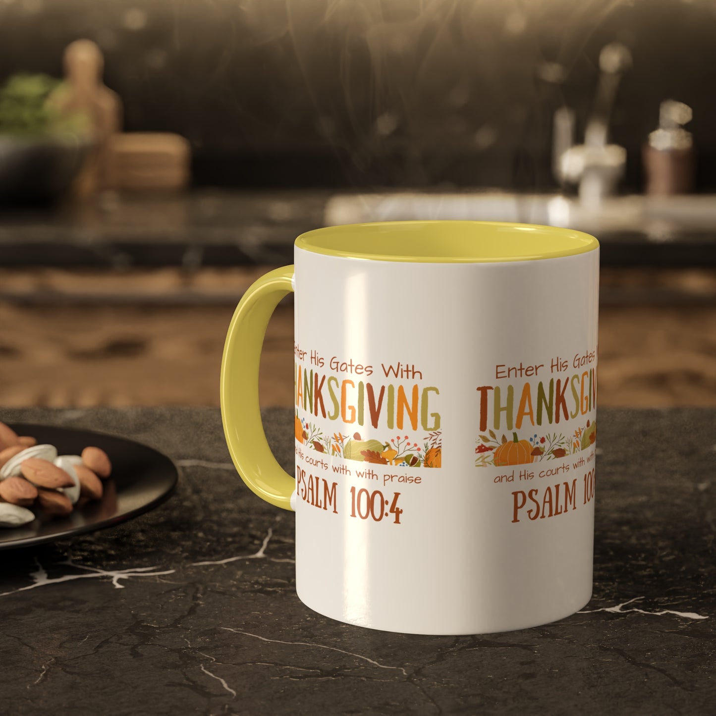 Thanksgiving Psalm 100:4 Colorful Mugs, 11oz