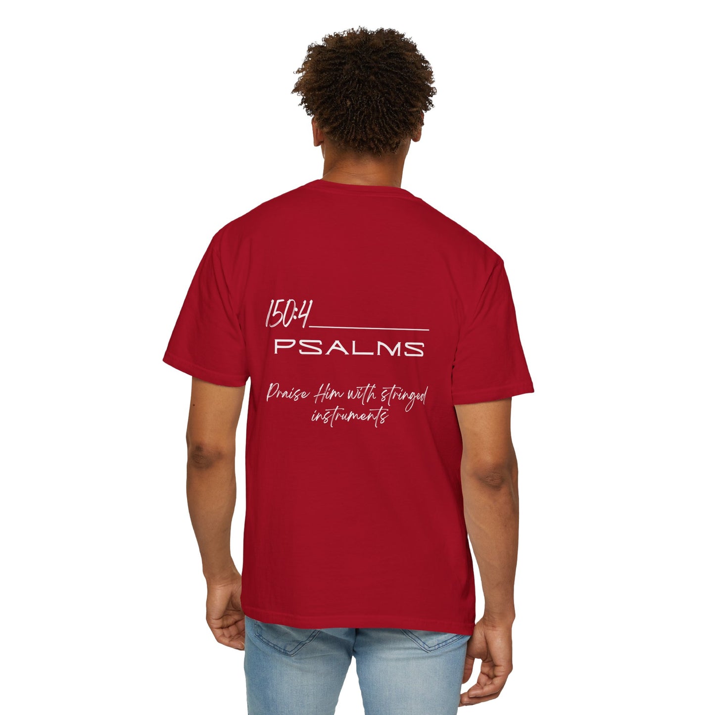 In Jesus Name I Play w/ Psalms 150:4 on Back Unisex Garment-Dyed T-shirt