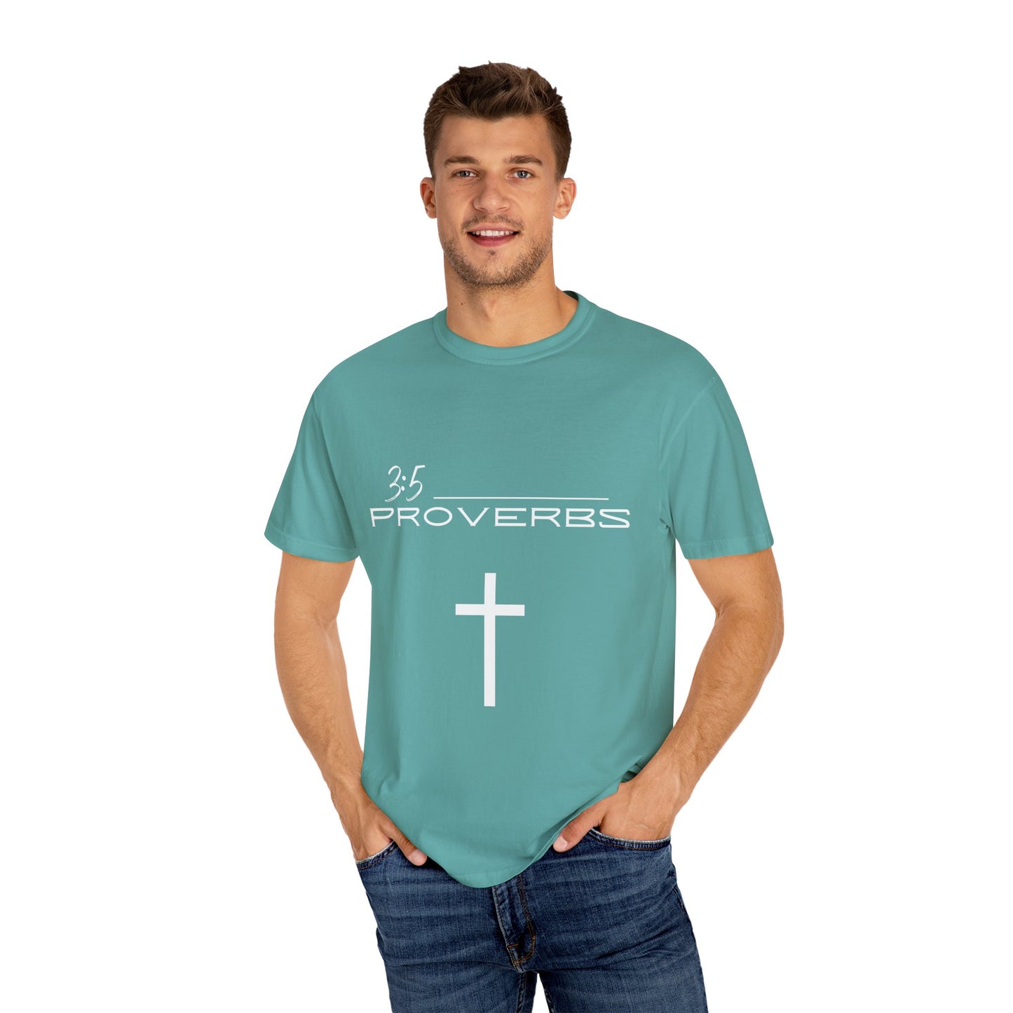 Proverbs 3:5 w/ Full Scripture on Back Unisex Garment-Dyed T-shirt