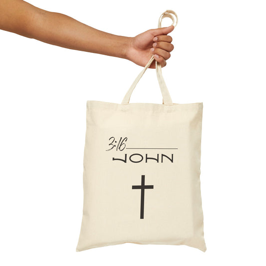 John 3:16 w/ Full Scripture Cotton Canvas Tote Bag