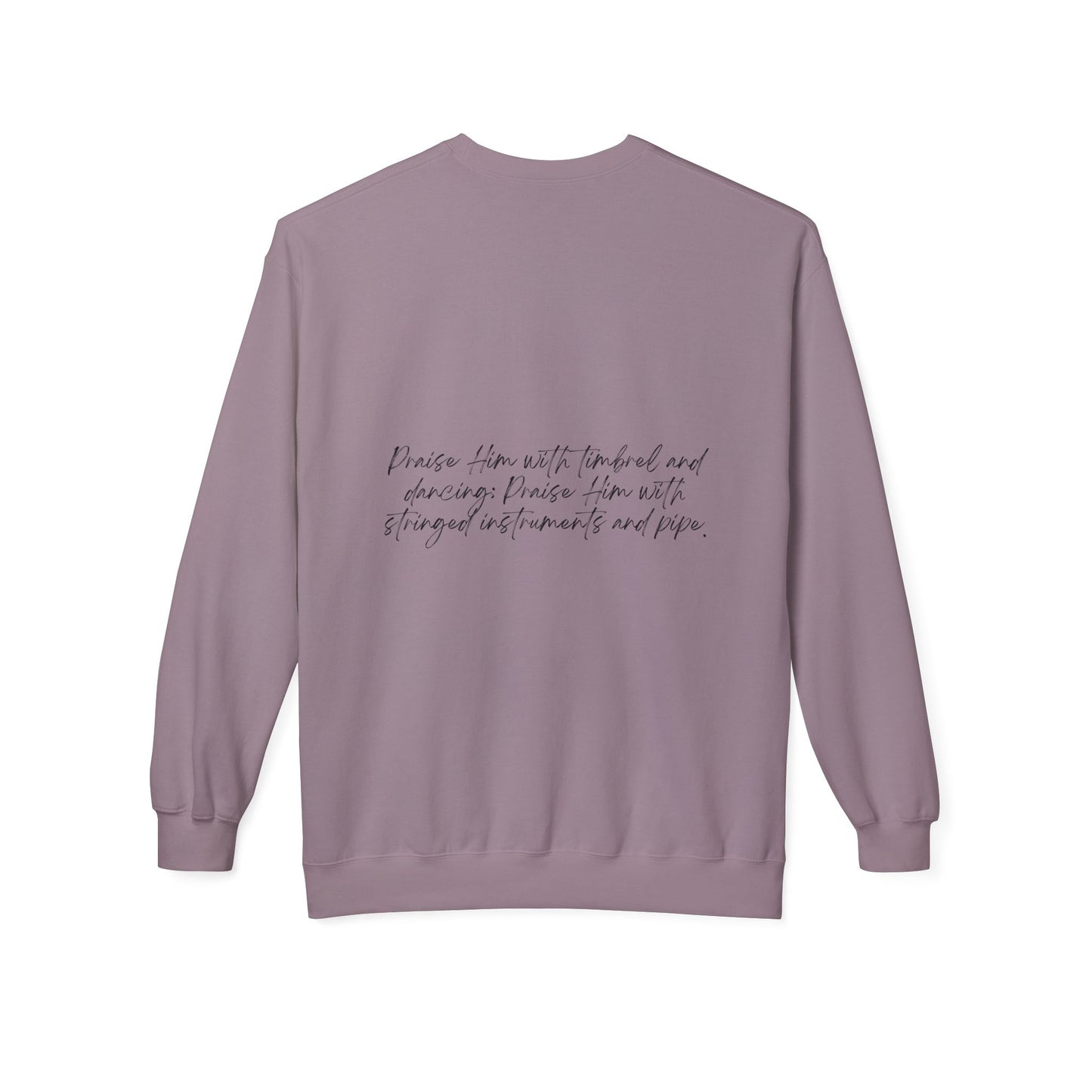 In Jesus Name I Play w/ Psalm 150:4 On Back Unisex Midweight Softstyle Fleece Crewneck Sweatshirt