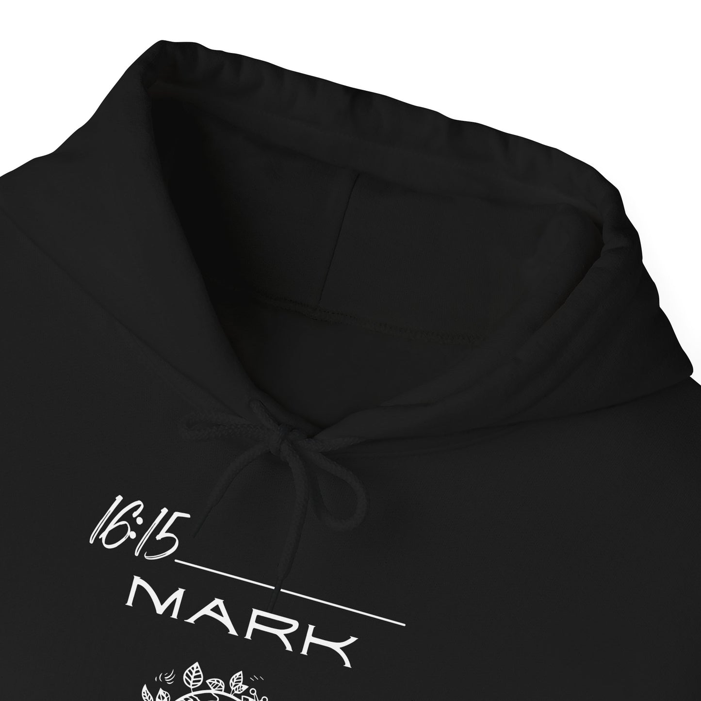 Mark 16:15 w/ Full Scripture On Back Unisex Heavy Blend™ Hooded Sweatshirt