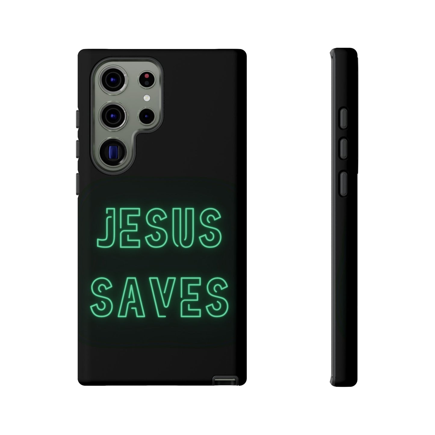 Jesus Saves Neon Signage Green Tough Cases