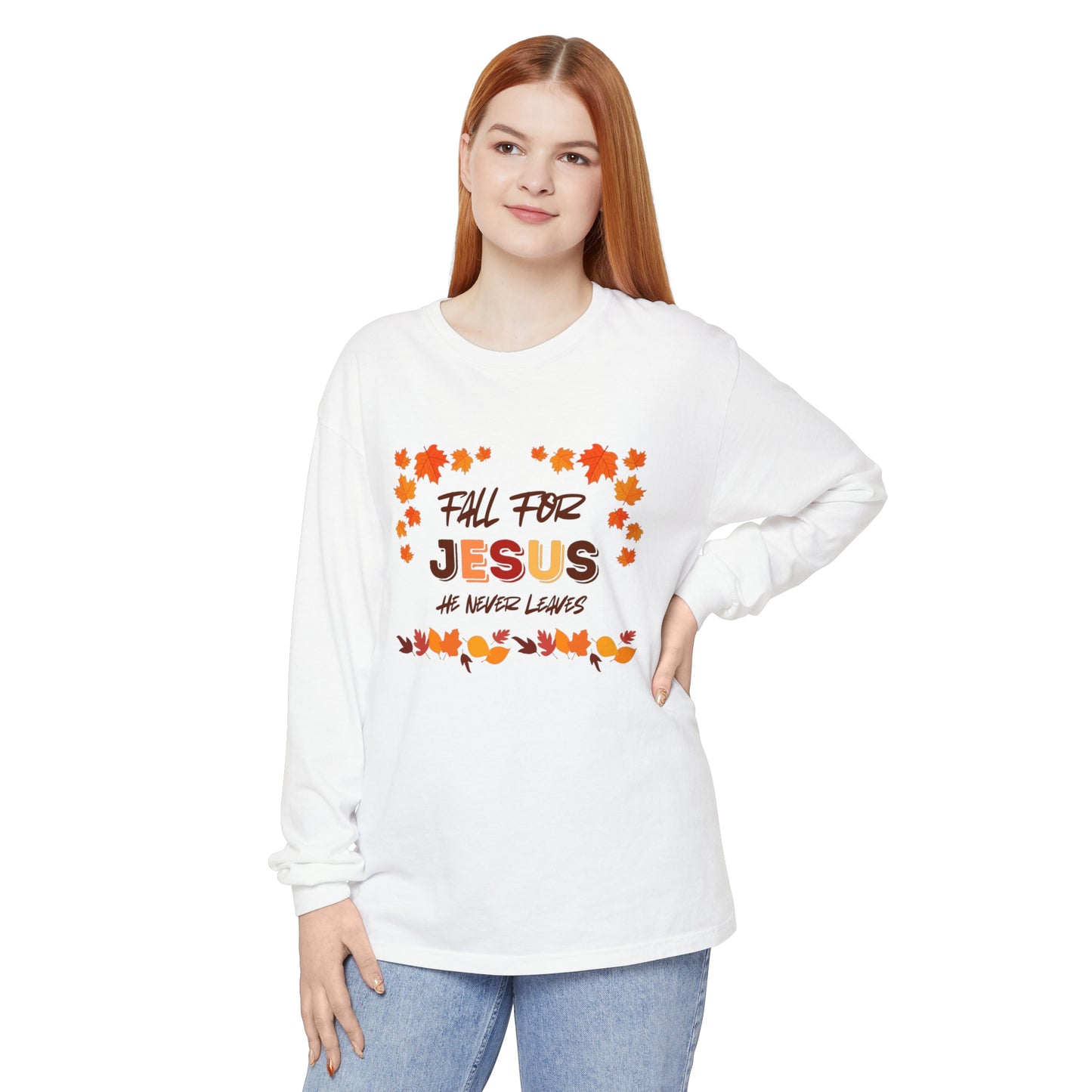 Fall For Jesus Harvest Long Sleeve T Unisex Garment-dyed Long Sleeve T-Shirt