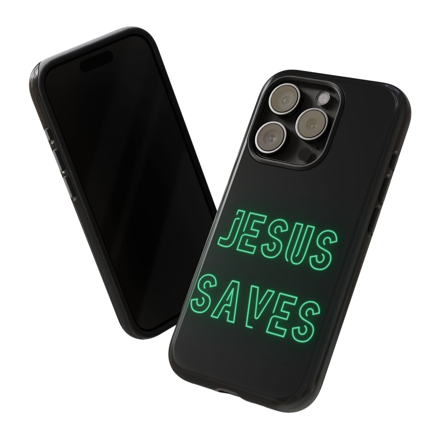 Jesus Saves Neon Signage Green Tough Cases