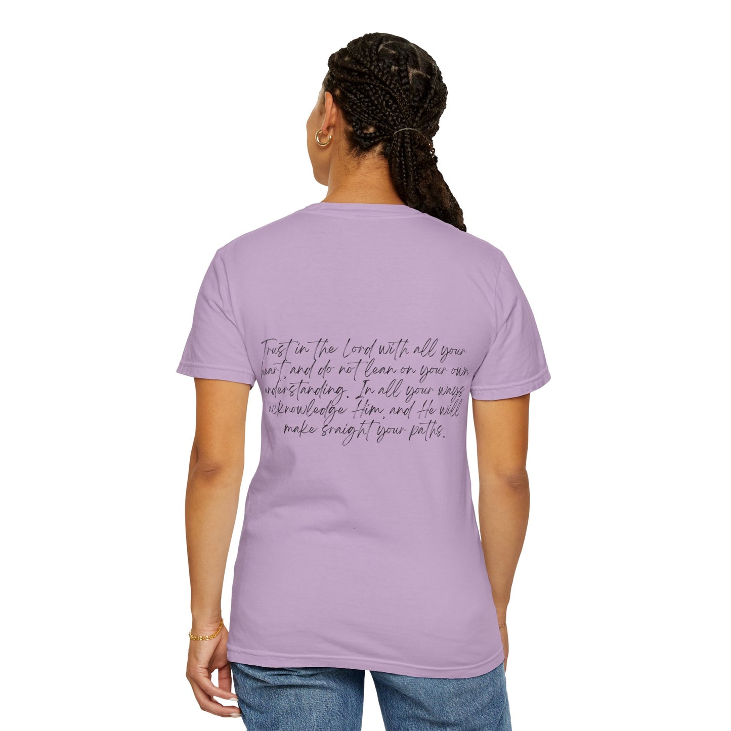 Proverbs 3:5 w/ Full Scripture on Back Unisex Garment-Dyed T-shirt