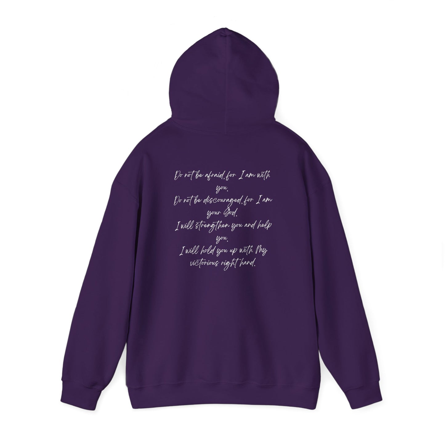 Isaiah 41:10 w/ Full Scripture On Back Unisex Heavy Blend™ Hooded Sweatshirt