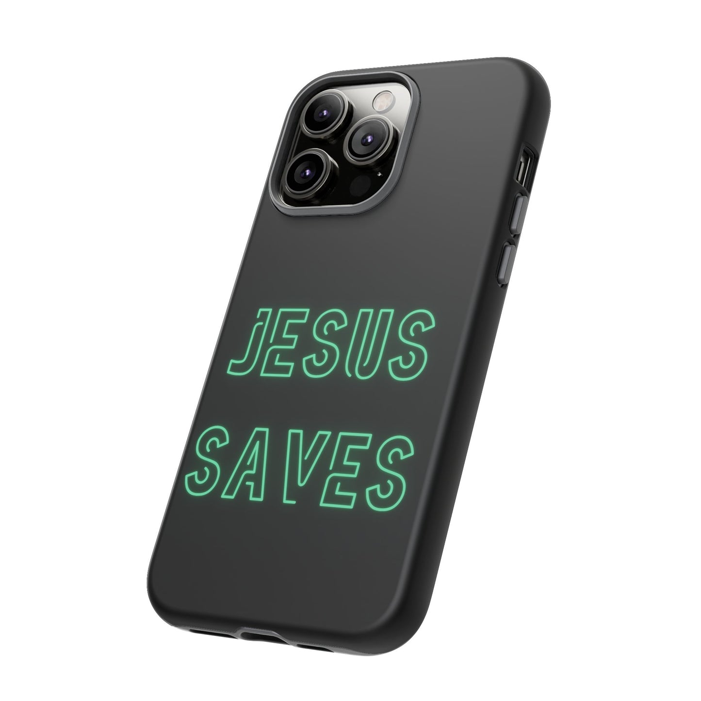 Jesus Saves Neon Signage Green Tough Cases