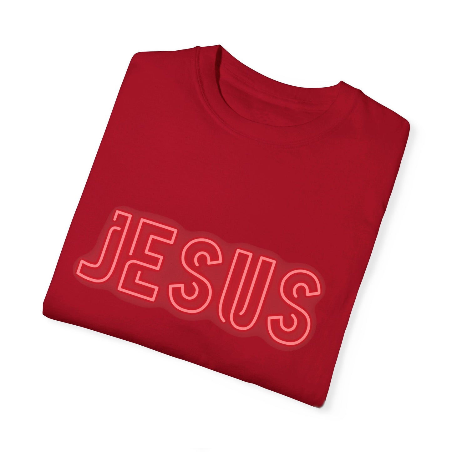 Jesus Saves Neon Signage Unisex Garment-Dyed T-shirt