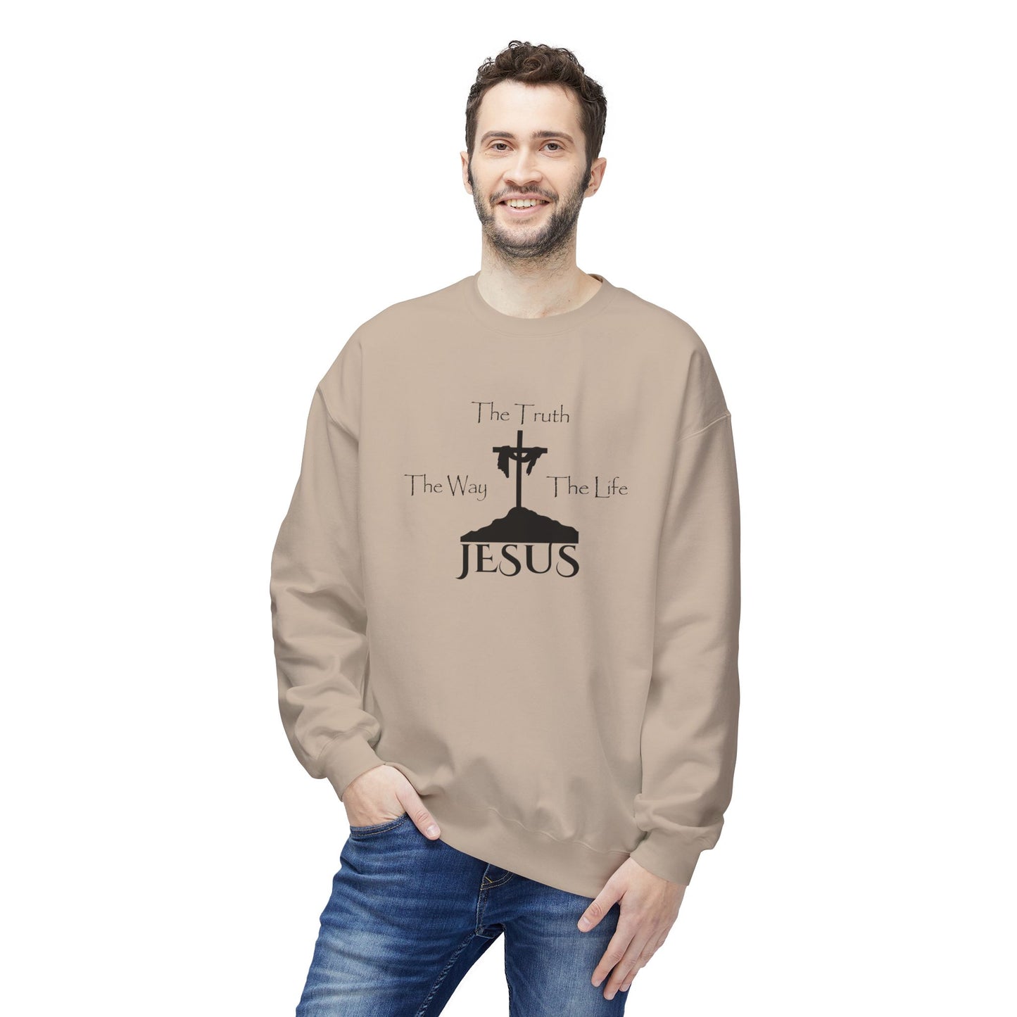 Jesus The Way The Truth The Life Unisex Midweight Softstyle Fleece Crewneck Sweatshirt