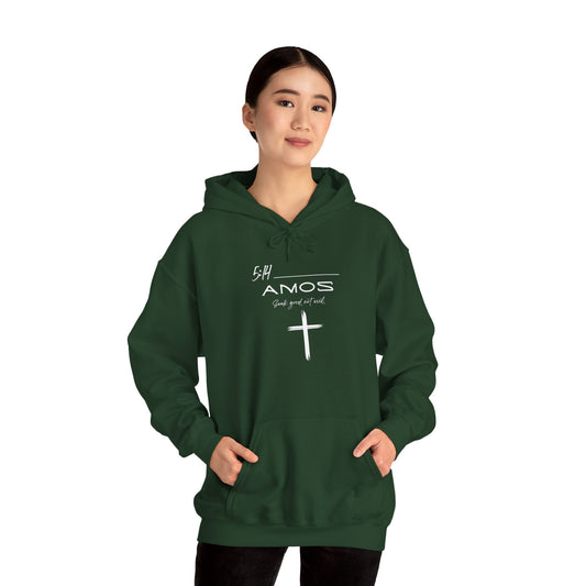 Amos 5:14 w/ Full Scripture On Back Unisex Heavy Blend™ Hooded Sweatshirt