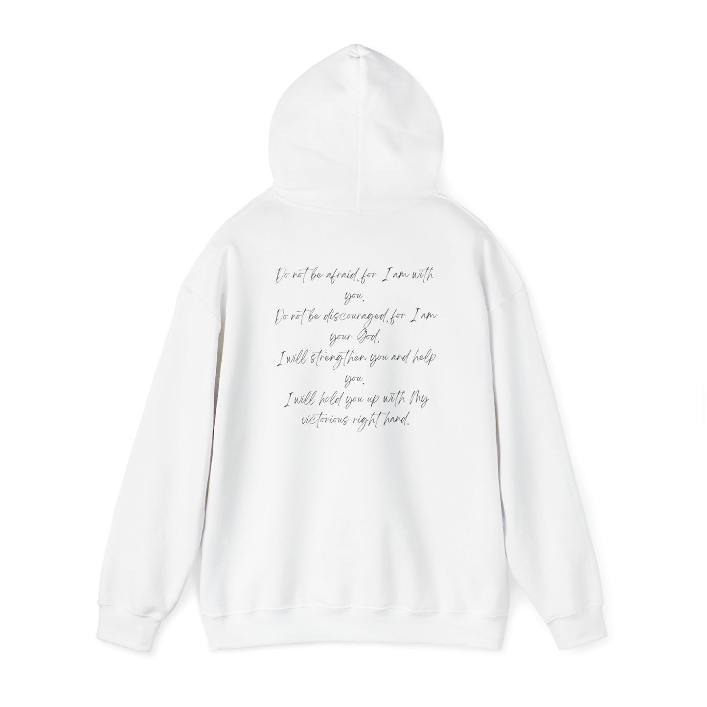 Isaiah 41:10 w/ Full Scripture On Back Unisex Heavy Blend™ Hooded Sweatshirt