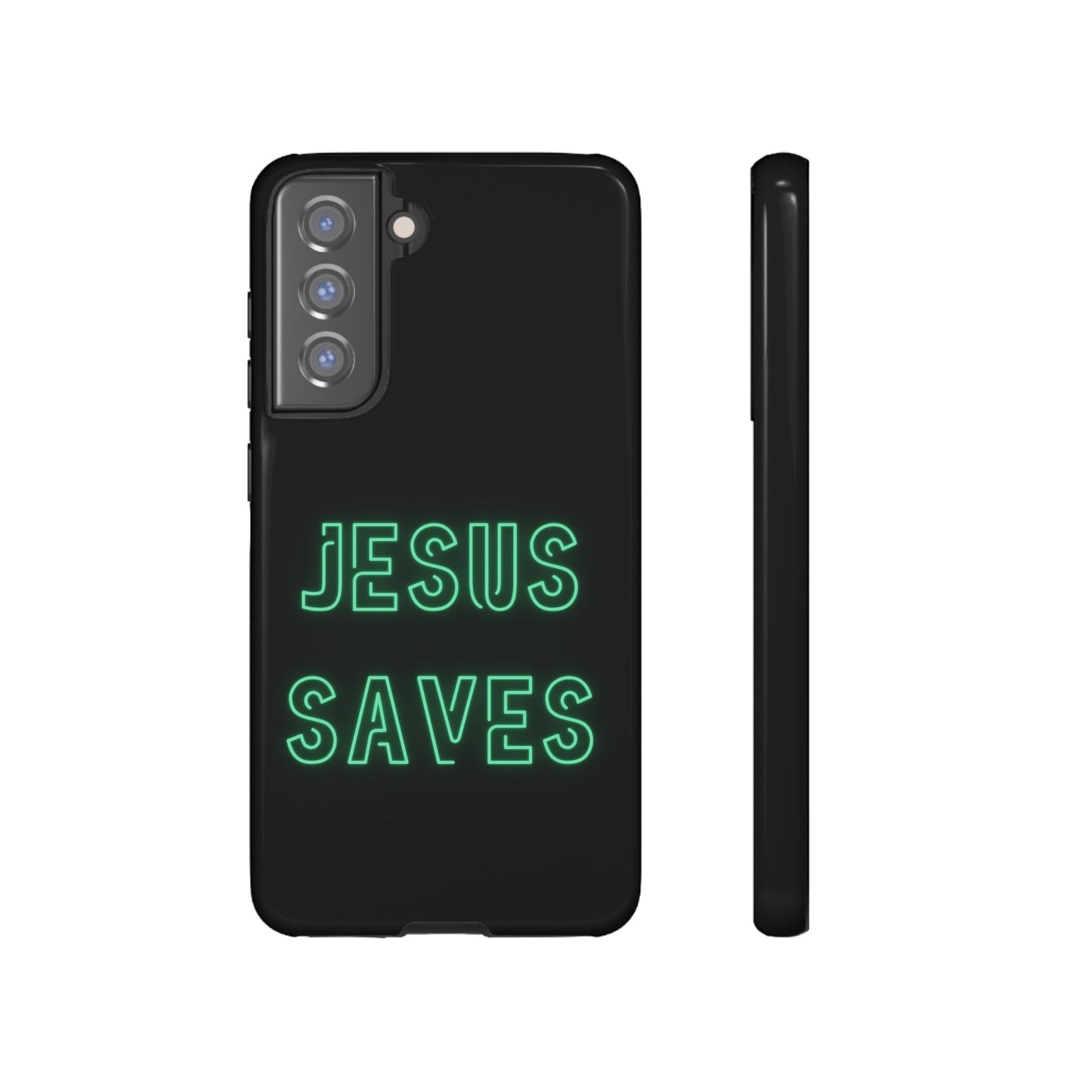 Jesus Saves Neon Signage Green Tough Cases