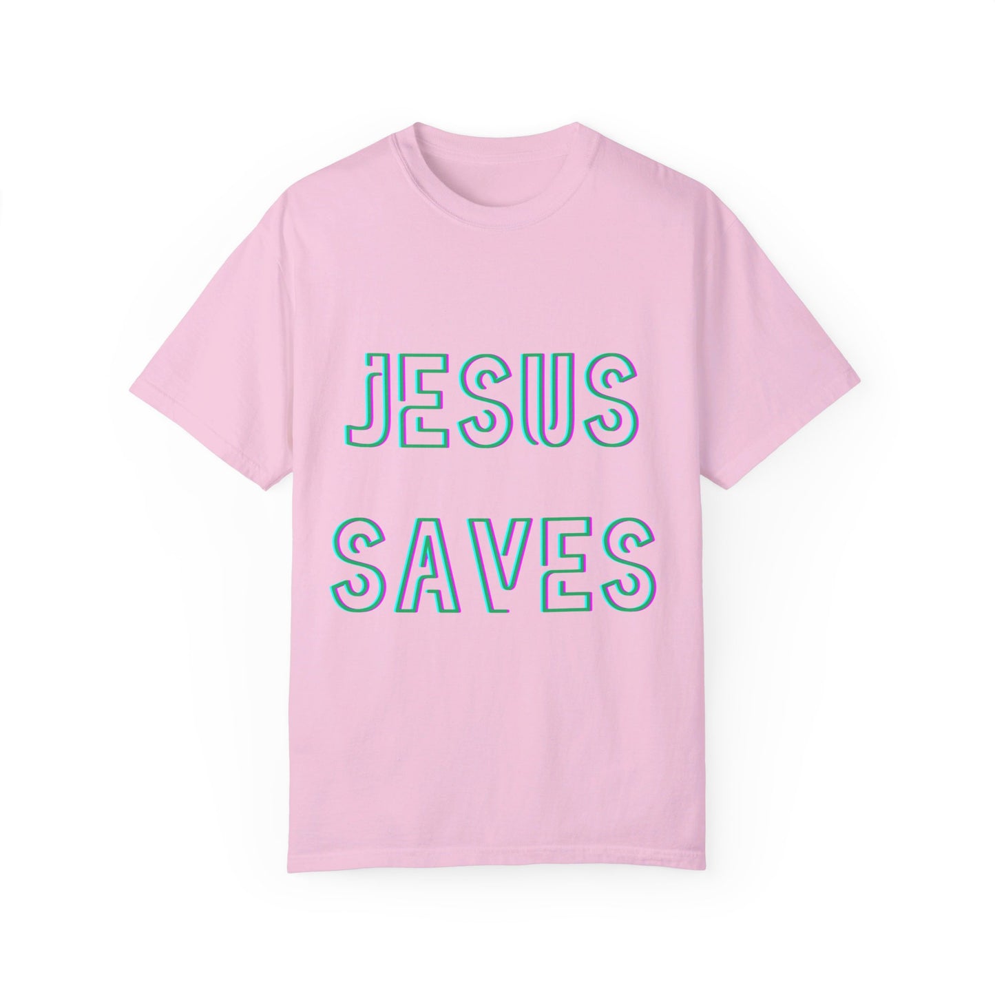 Jesus Saves Neon Signage Unisex Garment-Dyed T-shirt