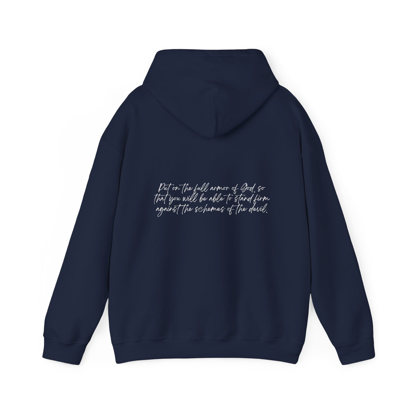 Ephesians 6:11 Armor w/ Full Scripture on Back Unisex Heavy Blend™ Hooded Sweatshirt