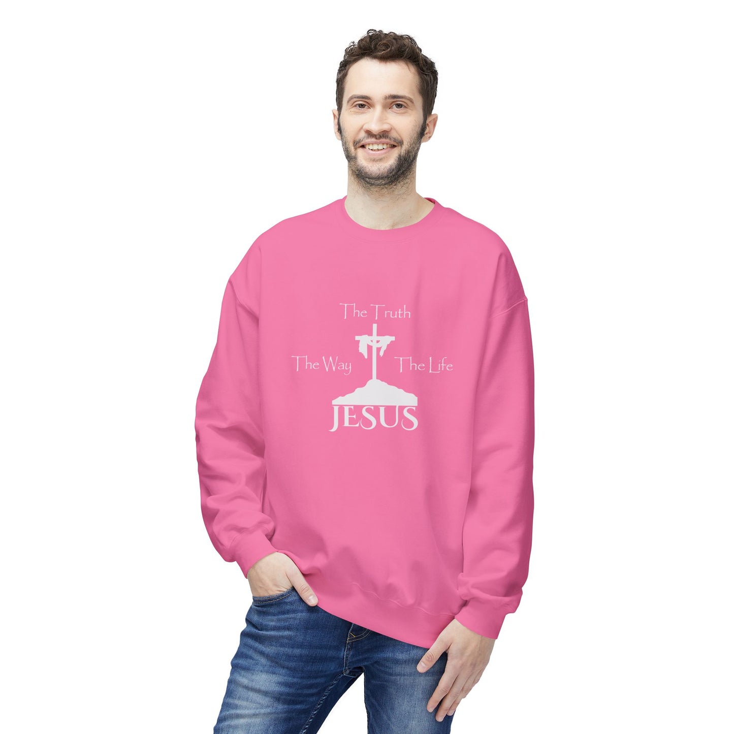 Jesus The Way The Truth The Life Unisex Midweight Softstyle Fleece Crewneck Sweatshirt