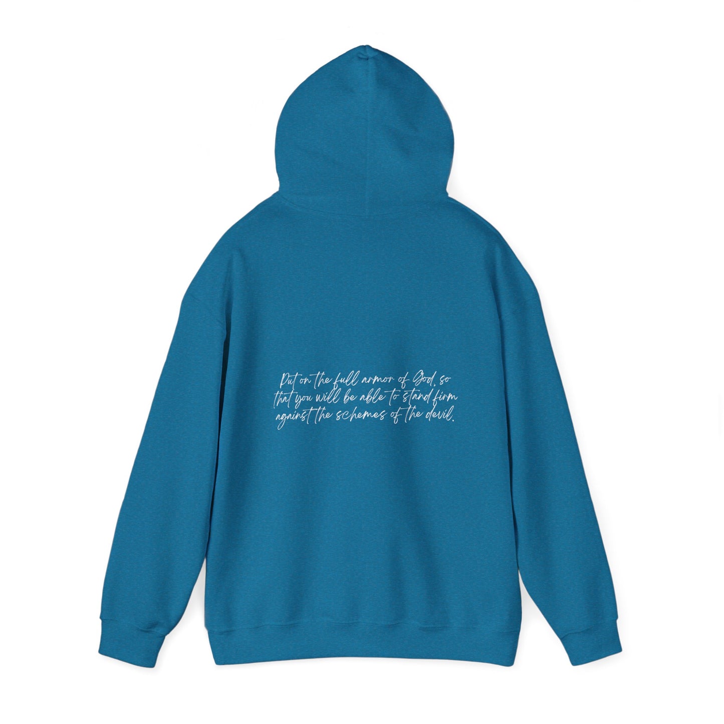 Ephesians 6:11 Armor w/ Full Scripture on Back Unisex Heavy Blend™ Hooded Sweatshirt