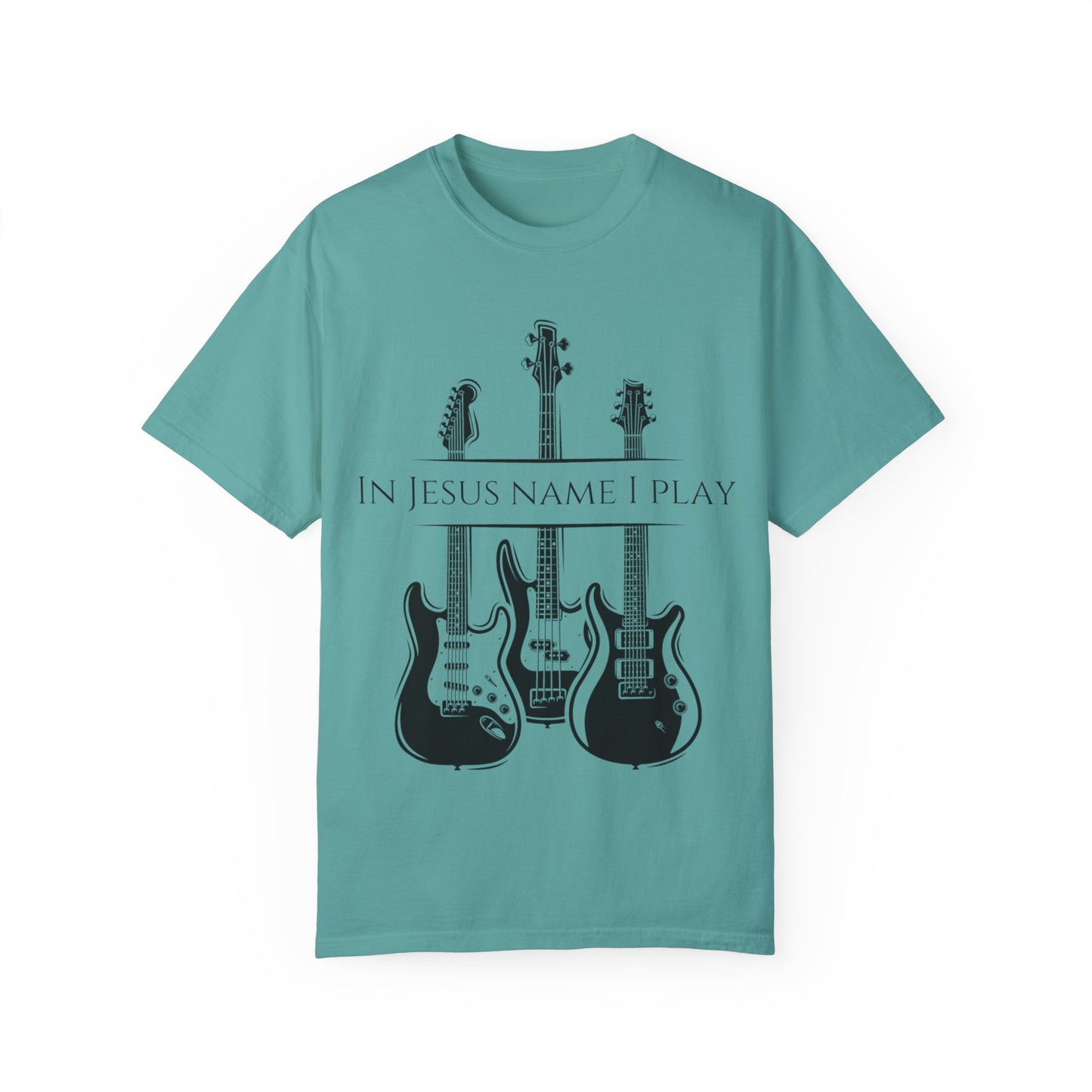 In Jesus Name I Play w/ Psalm 150:4 on Back Unisex Garment-Dyed T-shirt