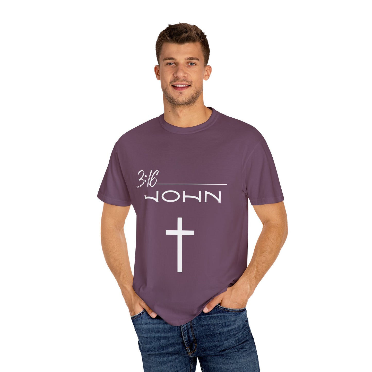 John 3:16 w/ Full Scripture on Back Unisex Garment-Dyed T-shirt