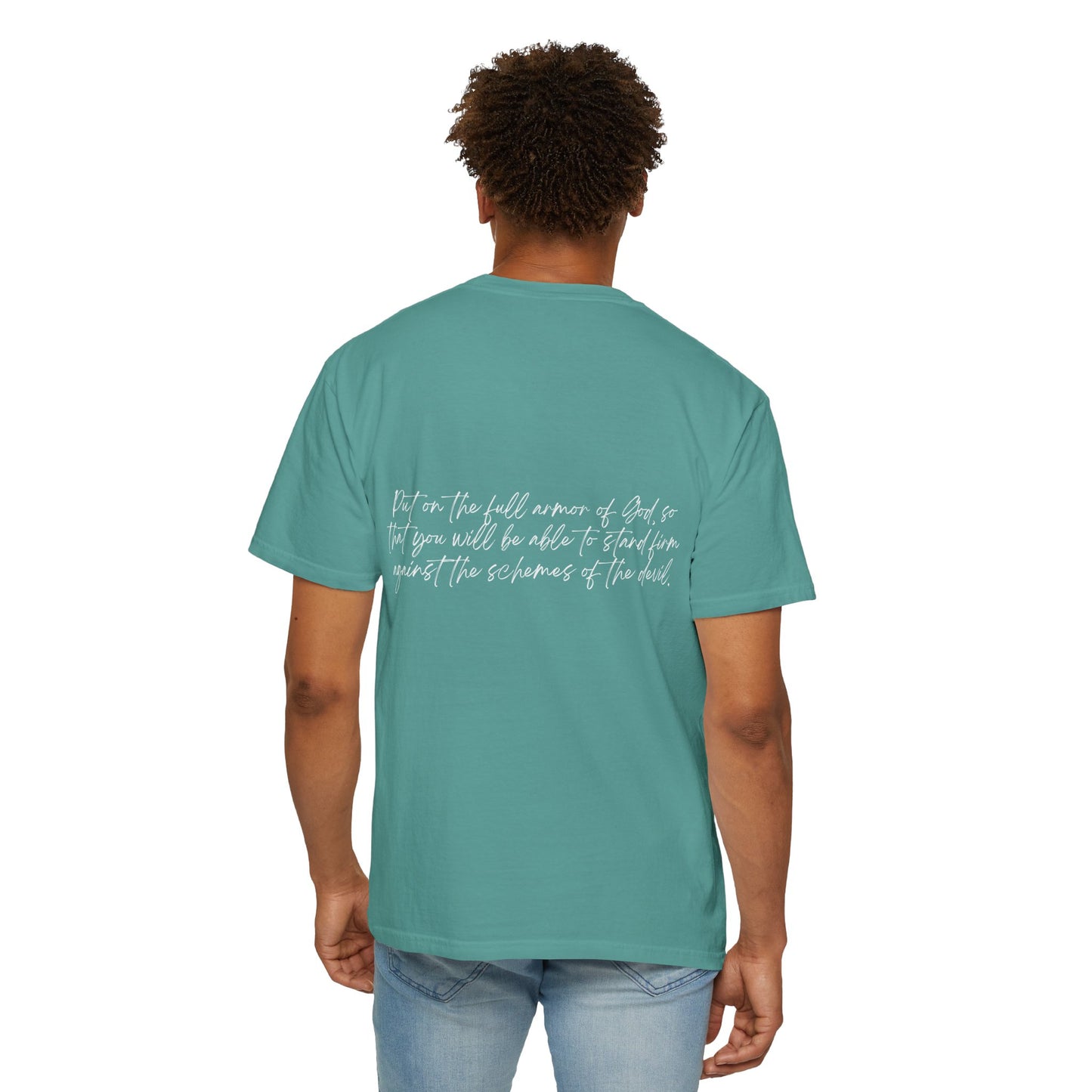 Ephesians 6:11 Armor w/ Full Scripture on Back Unisex Garment-Dyed T-shirt