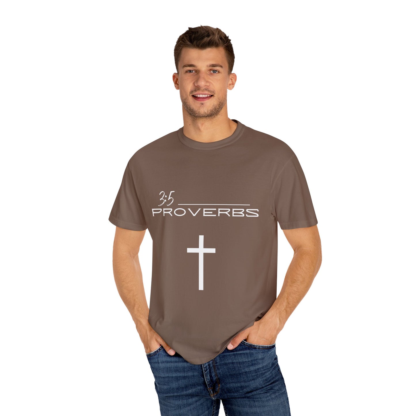 Proverbs 3:5 w/ Full Scripture on Back Unisex Garment-Dyed T-shirt