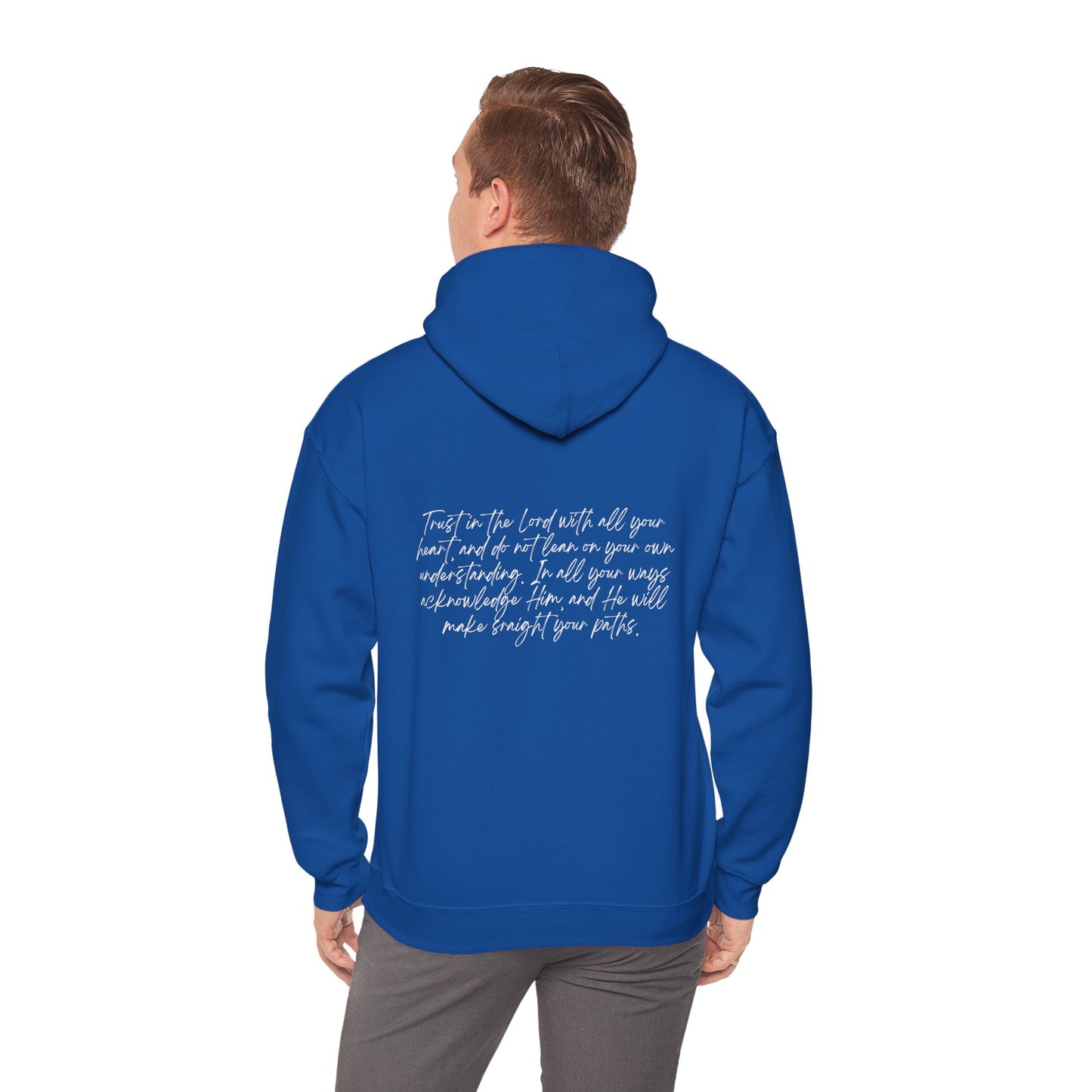 Proverbs 3:5 w/ Full Scripture On Back Unisex Heavy Blend™ Hooded Sweatshirt