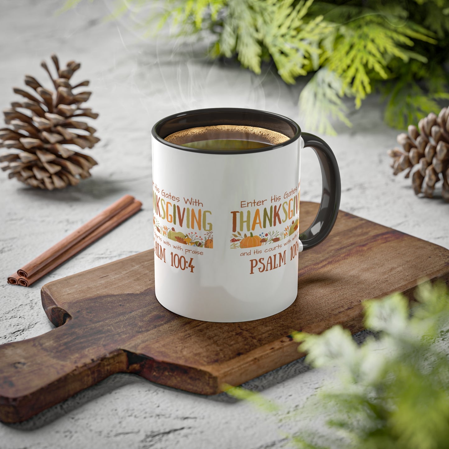 Thanksgiving Psalm 100:4 Colorful Mugs, 11oz