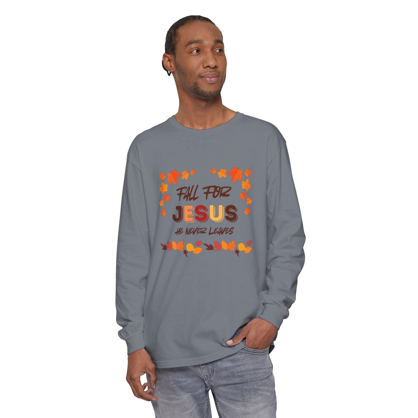 Fall For Jesus Harvest Long Sleeve T Unisex Garment-dyed Long Sleeve T-Shirt