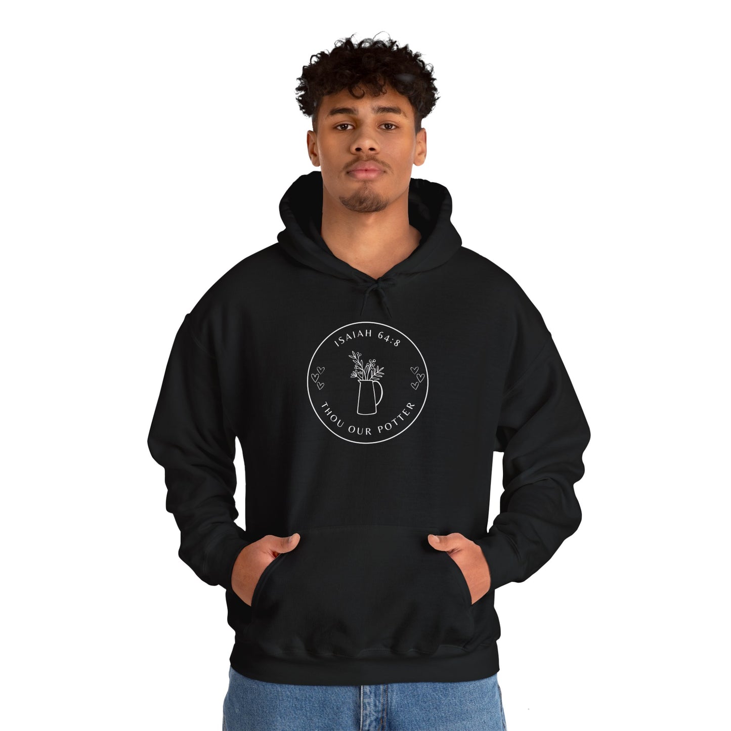 Isaiah 64:8 w/ Full Scripture On Back Unisex Heavy Blend™ Hooded Sweatshirt