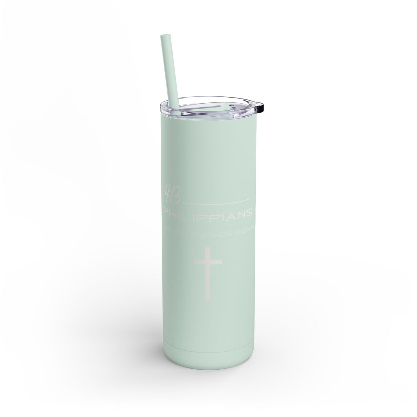 Philippians 4:13 Maars Maker Skinny Matte Tumbler, 20oz