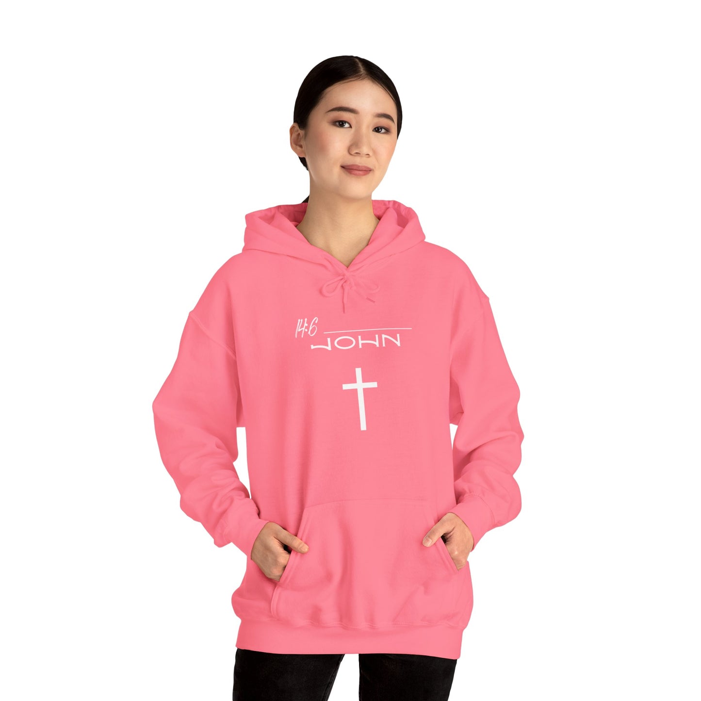 John 14:6 w/ Full Scripture On Back Unisex Heavy Blend™ Hooded Sweatshirt