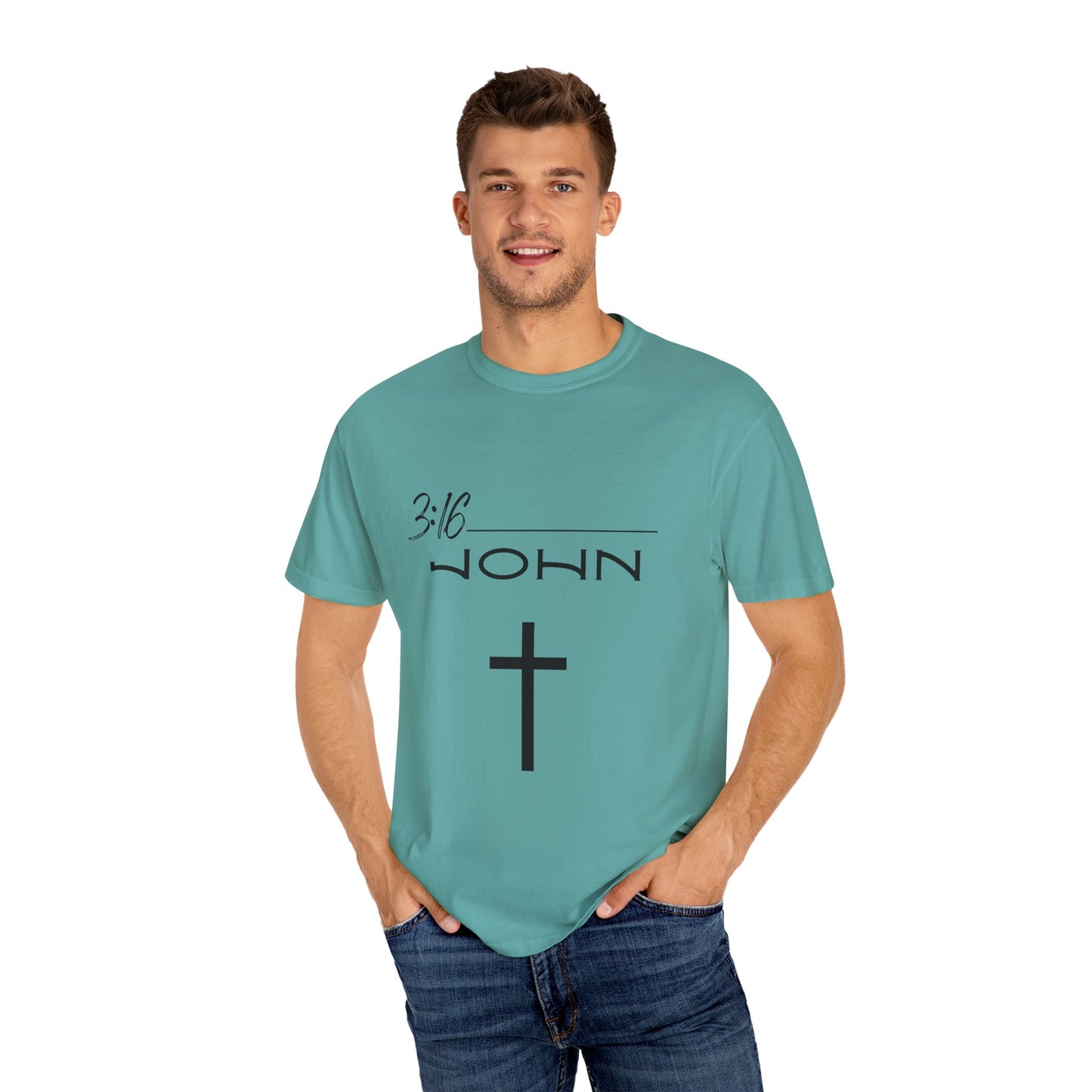 John 3:16 w/ Full Scripture on Back Unisex Garment-Dyed T-shirt